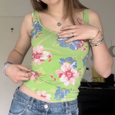 green y2k flower tanktop
