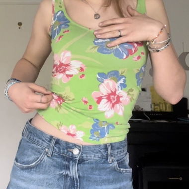 green y2k flower tanktop