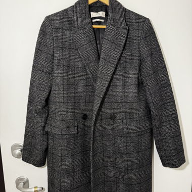 Manteau MNG en mélange de laine à carreaux gris