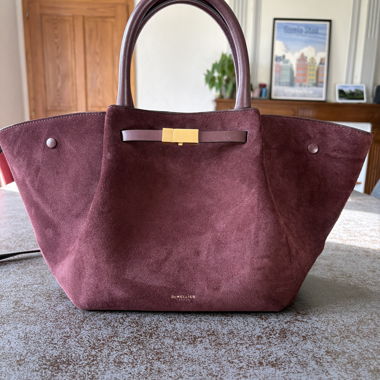 Demellier The Midi New York Bag in Bordeaux suede