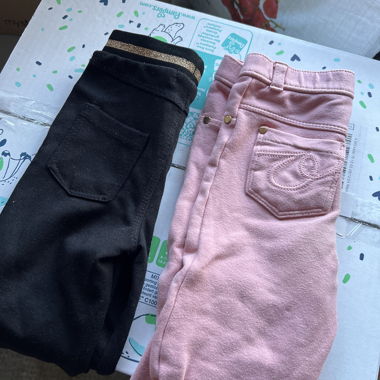 Set of 2 girls' leggings black and pink