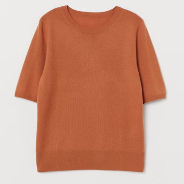 Maglione maniche corte in cashmere H&M, arancio ruggine