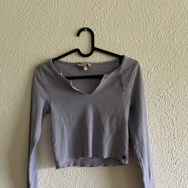 Langarm Crop Top Lila
