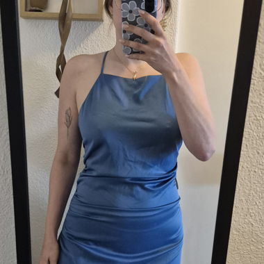 Satin Kleid blau