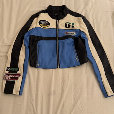 Bershka Bikerjacke blau-schwarz XS