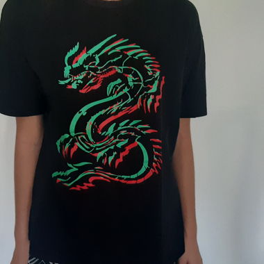 Schwarzes T-Shirt mit Drachenmotiv - 14 Jahre