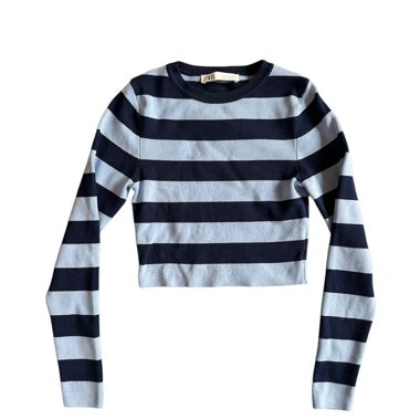 gestreiftes Langarmshirt cropped Zara