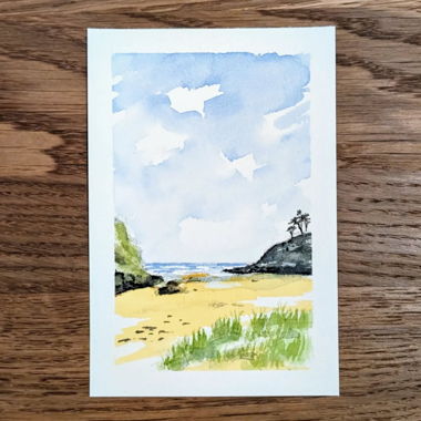 Aquarelle originale – Ambiance plage & bord de mer