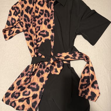Chemise mi-longue M léopard et noire