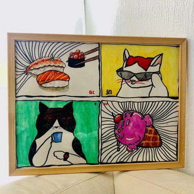 Japanese POP CAT art 🖼️ Kyoto Size: A3 