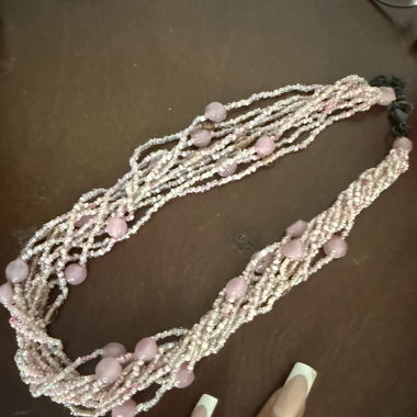 pink beaded necklace