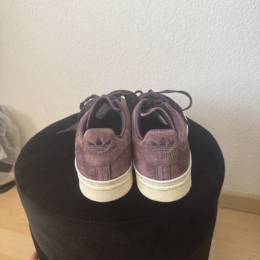 Purple Adidas suede sneakers