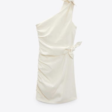 Schulterfreie Ein-Schulter-Kleid mit Schleife
