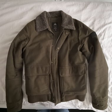 Mavi olive green sherpa collar jacket L