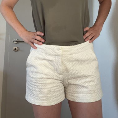 Textured White Shorts