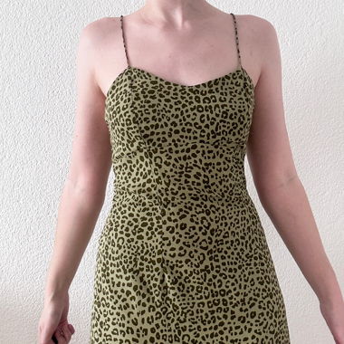 Grünes Leoparden Muster Sommerkleid