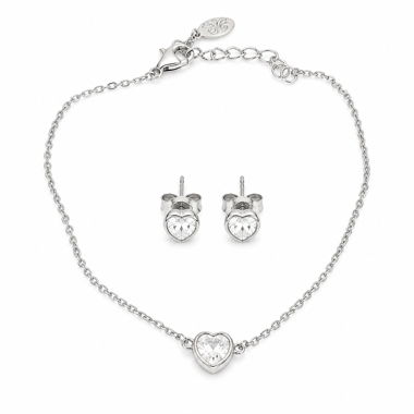Set di gioielli a forma di cuore argento