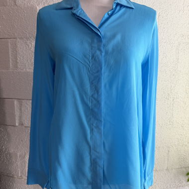 Elegante Business Bluse aus 100% Seide in Blau