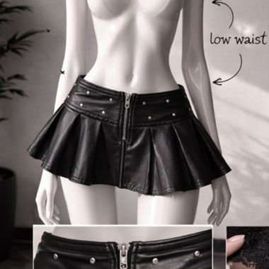 Jupe courte noire en similicuir