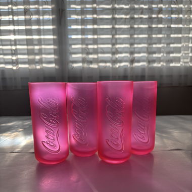 4 Verres Coca Cola Rose Fluo