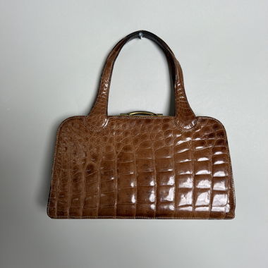 Borsa marrone effetto coccodillo