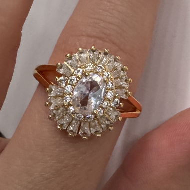 Bague en forme de couronne rayonnante dorée