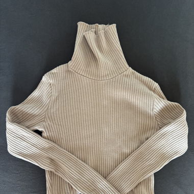 Pull col roulé beige 