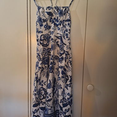 Blue and White Floral Long Dress