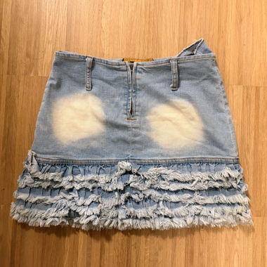 Minigonna in jeans vintage WANLI con balze