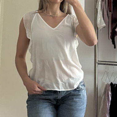 White V-Neck Top