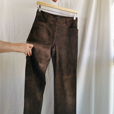 Dark brown minimal vintage leather 90s trousers