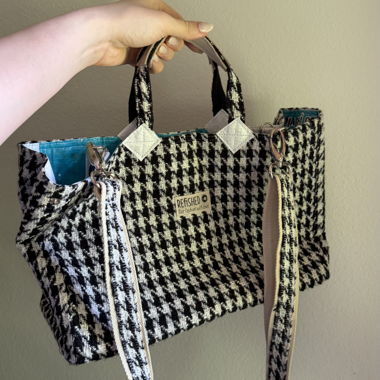 Recycled houndstooth tote bag