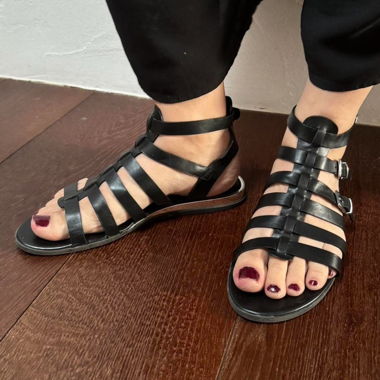 graceland black faux-leather sandals