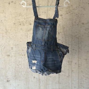 Denim dungaree shorts