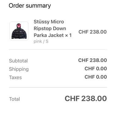 Doudoune Stussy rose/noir S