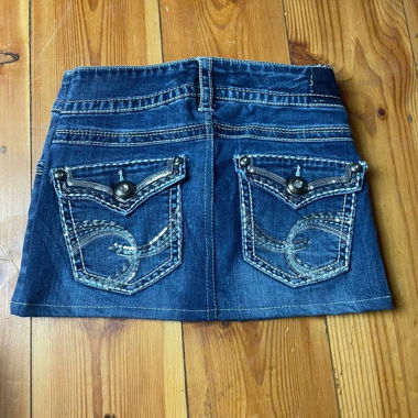 Y2K Jeans Mini Skirt with Embroidery