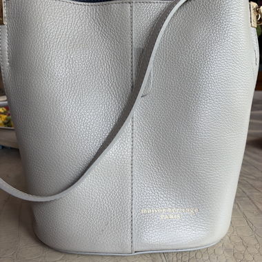 Hellgrauer Beutel-Taschen aus Leder Maison Héritage