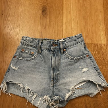 Zara Light Blue Ripped Shorts 