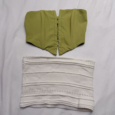 2 crop top vert et blanc