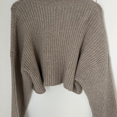 Maglione a coste greige