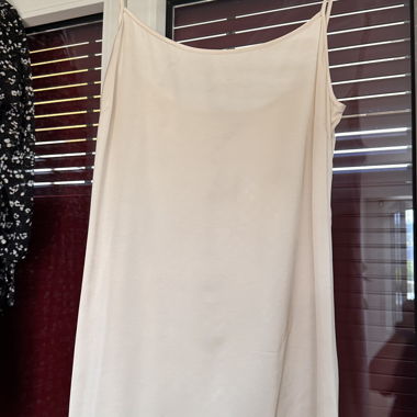 Cream Satin Spaghetti Dress
