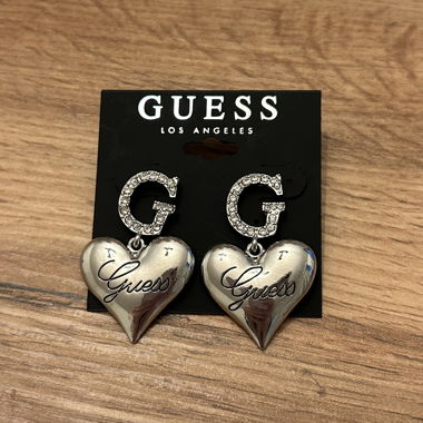 Guess Earrings silver Heart Earrings with zirconia