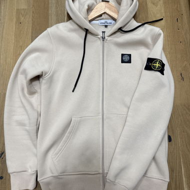 Beige Stone Island Zippé Hoodie