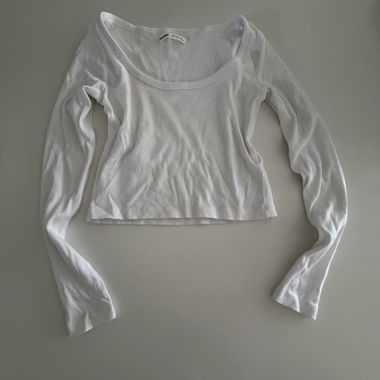 Top bianco a maniche lunghe Pull&Bear