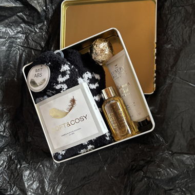 Coffret cadeau de bain de luxe avec chaussettes douillettes