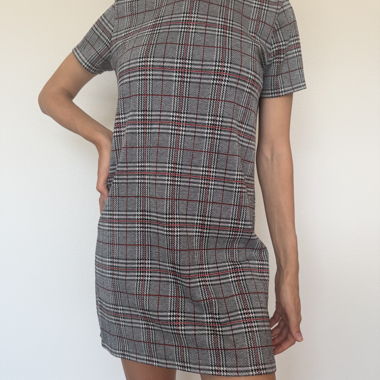 Checked Collar Mini Dress