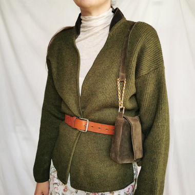 Bright green vintage wool Armani cardigan
