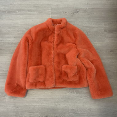 Orange Kunstfelljacke
