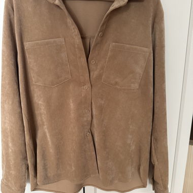 Camicia beige in velluto a coste
