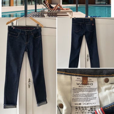 Schmal geschnittener Jeans Blau Roh Inès de la fressange